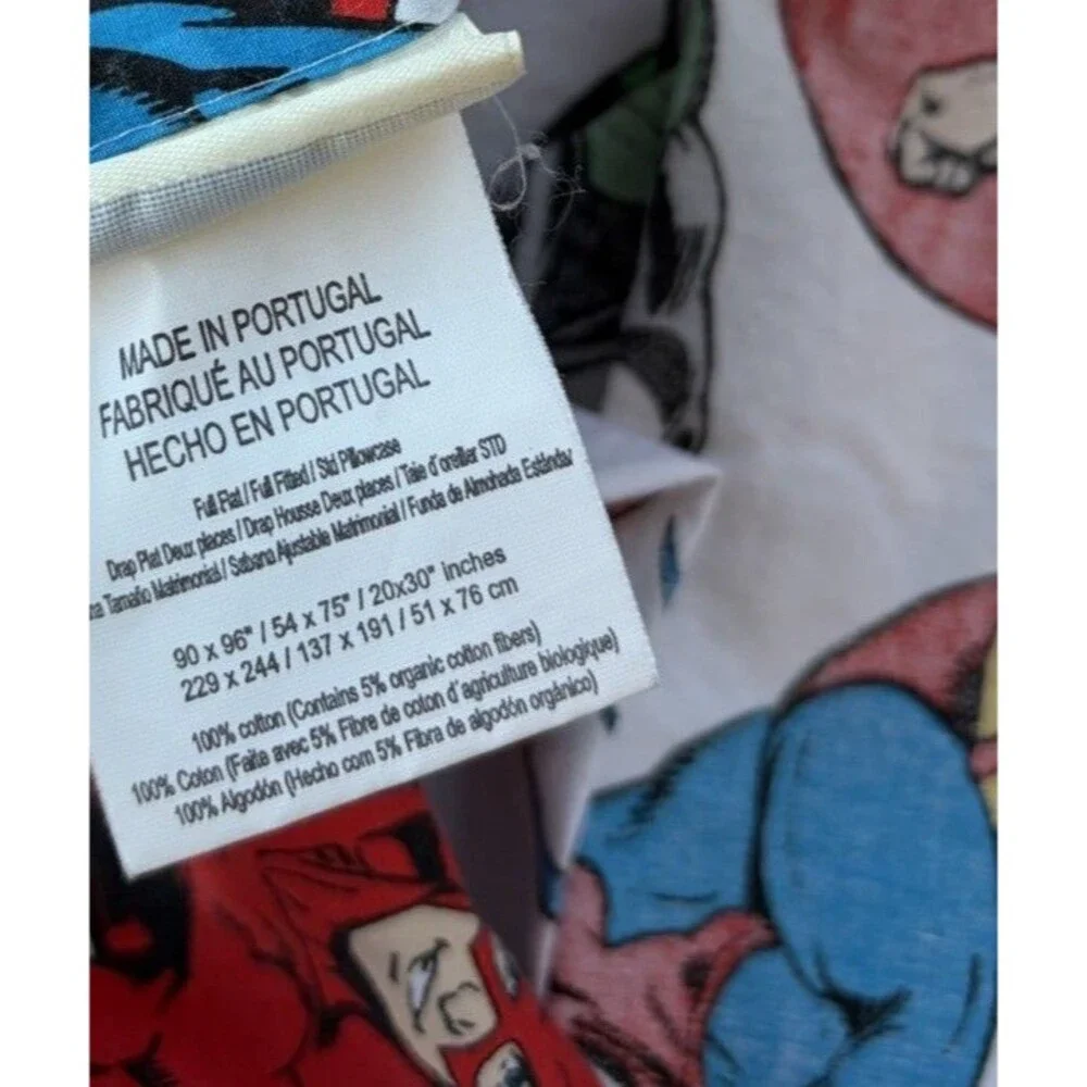 Pottery Barn Kids Justice League Flat Fitted Sheet Set Full Size 100% Cotton